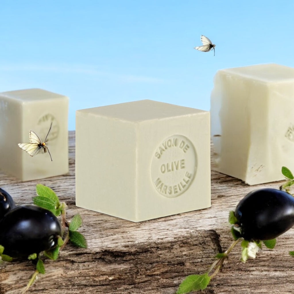 Mini Marseille soap made with 72% olive oil, crafted in France using traditional craftsmanship, 3.5 oz natural and biodegradable soap bar for sensitive skin.