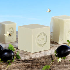 Mini Marseille soap made with 72% olive oil, crafted in France using traditional craftsmanship, 3.5 oz natural and biodegradable soap bar for sensitive skin.