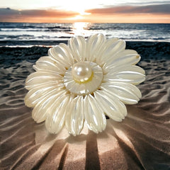 Vintage Mother of Pearl & Pearl Center Flower Brooch