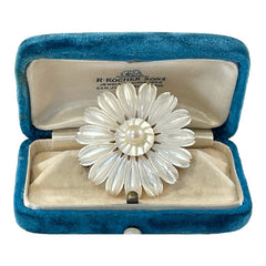 Vintage Mother of Pearl & Pearl Center Flower Brooch