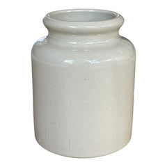 French stoneware jar from Meaux in excellent condition, available in off-white natural or black color, featuring a rustic and versatile design suitable for holding utensils, fresh herbs, small bouquets, storing food, or as a cooking salt cellar.
