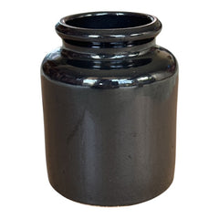 French stoneware jar from Meaux in excellent condition, available in off-white natural or black color, featuring a rustic and versatile design suitable for holding utensils, fresh herbs, small bouquets, storing food, or as a cooking salt cellar.