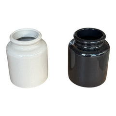 French stoneware jar from Meaux in excellent condition, available in off-white natural or black color, featuring a rustic and versatile design suitable for holding utensils, fresh herbs, small bouquets, storing food, or as a cooking salt cellar.