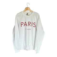 Cozy and Stylish "Paris Je T'Adore" French-Themed White Sweatshirt