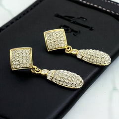 Vintage 1990s Pavé Rhinestones Dangle Pierced Earrings