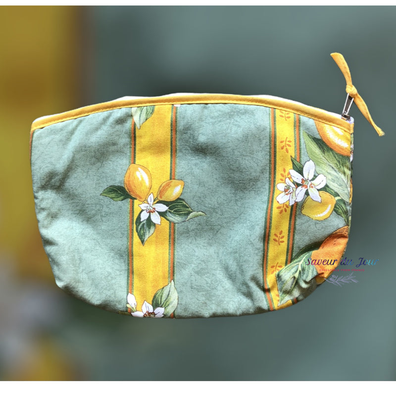 Provence Zipper Cosmetic Pouch - Lemons Green - LarProvence Zipper Cosmetic Pouch - Lemons Green - Large ge 