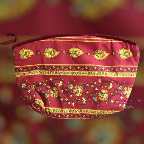 Provence Zippered Cosmetic Pouch - Palmette Red - Large 