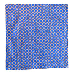 Provence cotton napkins featuring a blue background with light brown floral designs from the Le Cluny Olives Mimosa French Country Collection, made of 100% cotton, measuring 18" x 18", with vibrant, fade-resistant prints.