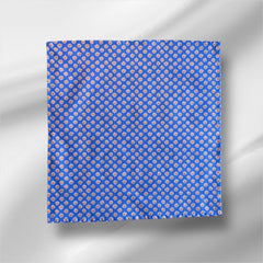 Provence cotton napkins featuring a blue background with light brown floral designs from the Le Cluny Olives Mimosa French Country Collection, made of 100% cotton, measuring 18" x 18", with vibrant, fade-resistant prints.