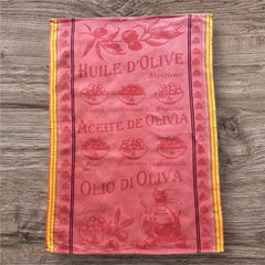 Provence Tea Towel - Huile d'Olive Orange - French Cotton Kitchen Decor