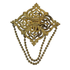 Vintage Remy Dis Paris Antiqued Gold Tone Filigree Large Brooch