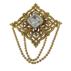 Vintage Remy Dis Paris Antiqued Gold Tone Filigree Large Brooch
