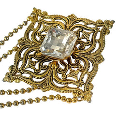 Vintage Remy Dis Paris Antiqued Gold Tone Filigree Large Brooch