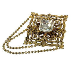 Vintage Remy Dis Paris Antiqued Gold Tone Filigree Large Brooch