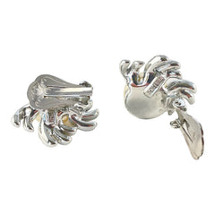 Vintage Richelieu Faux Pearl & Pave Rhinestones Silver Tone Clip-on Earrings