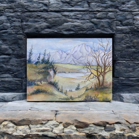 Vintage California Mountains Signed Colleen Santos Watercolor Painting - 1970s/1980s