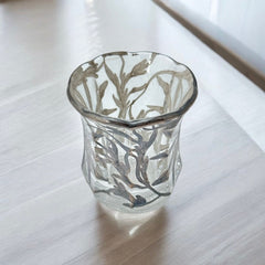 Vintage Art Nouveau Silver Overlay Glass Small Vase/Toothpick Holder