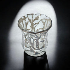 Vintage Art Nouveau Silver Overlay Glass Small Vase/Toothpick Holder
