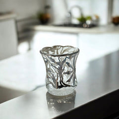 Vintage Art Nouveau Silver Overlay Glass Small Vase/Toothpick Holder