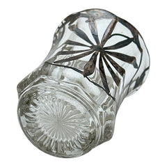Vintage Art Nouveau Silver Overlay Glass Small Vase/Toothpick Holder