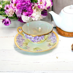 Vintage Thomas Bavaria Sevres Purple Violets Tea Cup & Saucer Set | Gold Trim and Lusterware Floral  Tea set | Collectible Home Decor