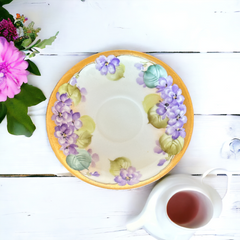 Vintage Thomas Bavaria Sevres Purple Violets Tea Cup & Saucer Set | Gold Trim and Lusterware Floral  Tea set | Collectible Home Decor