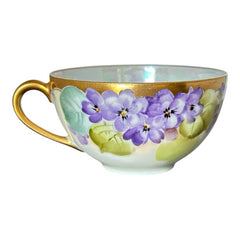 Vintage Thomas Bavaria Sevres Purple Violets Tea Cup & Saucer Set | Gold Trim and Lusterware Floral  Tea set | Collectible Home Decor