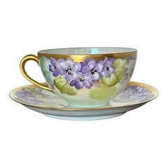 Vintage Thomas Bavaria Sevres Purple Violets Tea Cup & Saucer Set | Gold Trim and Lusterware Floral  Tea set | Collectible Home Decor