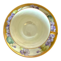 Vintage Thomas Bavaria Sevres Purple Violets Tea Cup & Saucer Set | Gold Trim and Lusterware Floral  Tea set | Collectible Home Decor