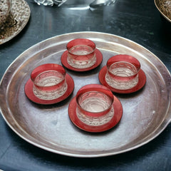 Vintage Tiffin Franciscan Kings Crown Ruby Thumbprint Dessert Bowl and Plate Set of 2