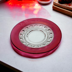 Vintage Tiffin Franciscan Kings Crown Ruby Thumbprint Dessert Bowl and Plate Set of 2