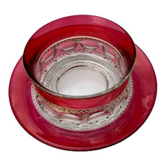 Vintage Tiffin Franciscan Kings Crown Ruby Thumbprint Dessert Bowl and Plate Set of 2