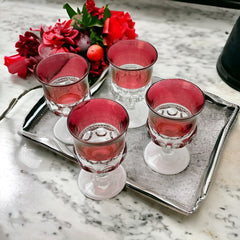 Vintage Tiffin Franciscan Kings Crown Ruby Thumbprint Glass Wine Glasses Set of 4