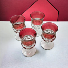 Vintage Tiffin Franciscan Kings Crown Ruby Thumbprint Glass Wine Glasses Set of 4