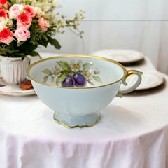 Vintage Tirchenreuth Bavaria Plum Porcelain Footed Tea Cup & Saucer Set 1960s