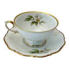 Vintage Tirchenreuth Bavaria Plum Porcelain Footed Tea Cup & Saucer Set 1960s