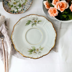 Vintage Tirchenreuth Bavaria Plum Porcelain Footed Tea Cup & Saucer Set 1960s