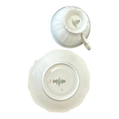 Vintage Tirchenreuth Bavaria Plum Porcelain Footed Tea Cup & Saucer Set 1960s