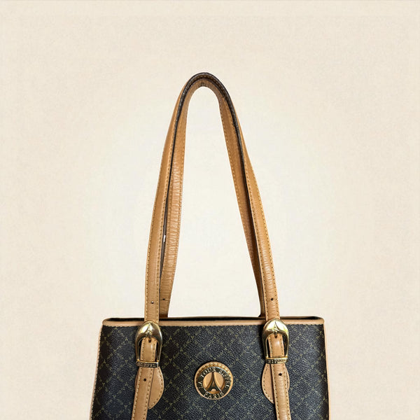 La Tour Eiffel Paris 1887 Brown & Tan Leather Shoulder Bag  display picture 1