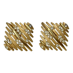 Vintage Crown Trifari Modernist Abstract Design Clip-On Earrings