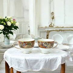 Vintage Wedgwood Augustus Leigh Shape Bone China Footed Cup Set of 2
