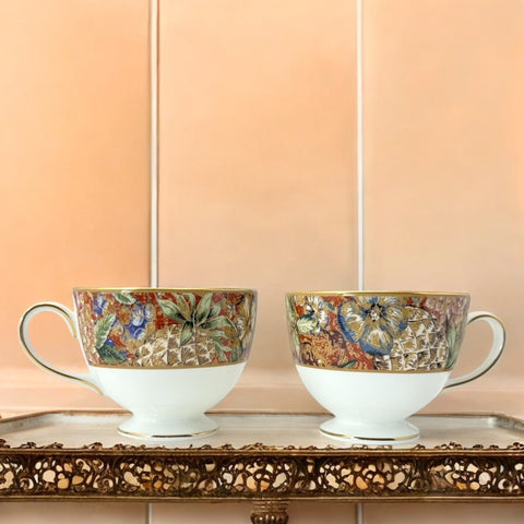 Vintage Wedgwood Augustus Leigh Shape Bone China Footed Cup Set of 2