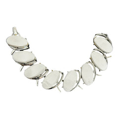 Vintage White Thermoset Plastic Ovals & Silver Tone Modernist Link Bracelet | 1950s Bright Lucite Statement Jewelry | Retro Fashion Gift
