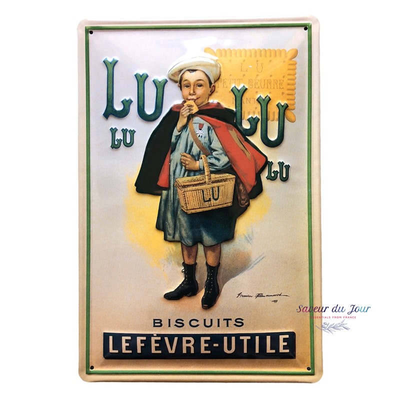 Embossed Convex Printed Tin Sign - LU Le Petit Ecolier (The Little Student)
