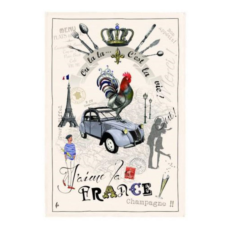 French Image Tea Towel - C'est la Vie - Torchons et Bouchons