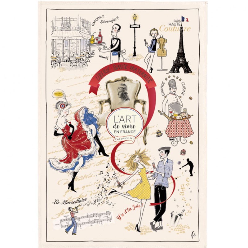 French Image Tea Towel - L'Art de Vivre en France - Torchons & Bouchons
