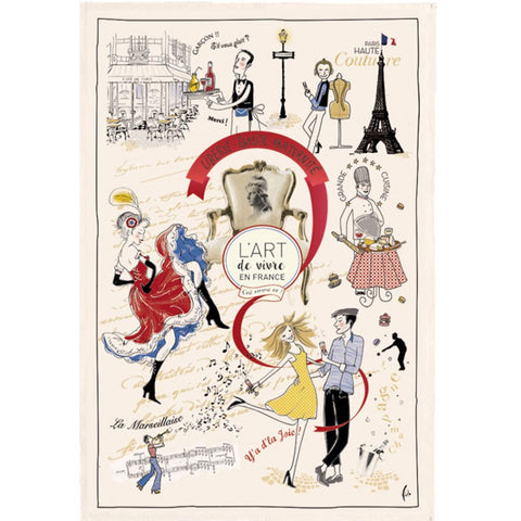 French Image Tea Towel - L'Art de Vivre en France - Torchons & Bouchons