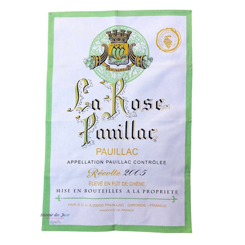 French Image Tea Towel - Pauillac - Wine Collection Torchons et Bouchons