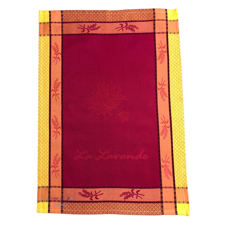 French Jacquard Tea Towel - Lavandier - Red