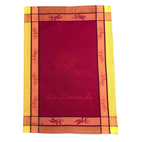 French Jacquard Tea Towel - Lavandier - Red